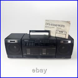 Vintage 90s Sony CFS-W350 Radio Cassette Recorder Boombox with Cord TESTED
