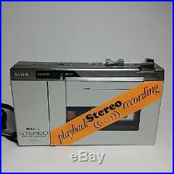 Vintage AIWA Metal Stereo Cassette Recorder TP-S30 with Headphones & Plastic Cover