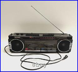 Vintage Black Sharp Boombox WQ 276 Stereo Radio Cassette Recorder Ghetto-Blaster