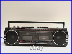 Vintage Black Sharp Boombox WQ 276 Stereo Radio Cassette Recorder Ghetto-Blaster