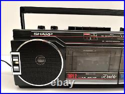 Vintage Black Sharp Boombox WQ 276 Stereo Radio Cassette Recorder Ghetto-Blaster