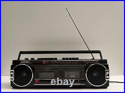 Vintage Black Sharp Boombox WQ 276 Stereo Radio Cassette Recorder Ghetto-Blaster