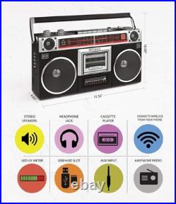 Vintage Bluetooth Boombox Cassette Player