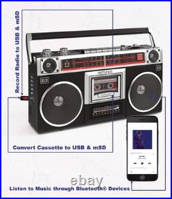 Vintage Bluetooth Boombox Cassette Player