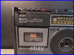 Vintage Boombox Sanyo Radio Cassette Recorder AC/DC Mic Aux Bat Indicator Works Vintage Boombox Sanyo Radio Cassette Recorder AC/DC Mic Aux Bat Indicator Works
