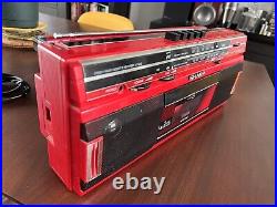 Vintage Boombox bright red Sharp QT-242 Portable FM AM Radio Cassette Deck