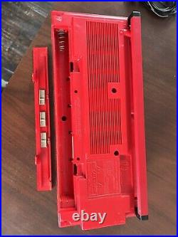 Vintage Boombox bright red Sharp QT-242 Portable FM AM Radio Cassette Deck