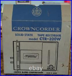 Vintage CROWNCORDER Cassette Tape Recorder CTR-320W Complete Working NO Sound
