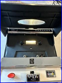 Vintage Concorde cassette recorder F-100 with power adapter and microphone Case