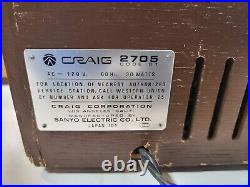 Vintage Craig 2705 Wood AM/FM Cassette Tape Recorder with Speaker UNTESTED
