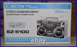 Vintage Crown Japan SZ-5100 Boombox Radio Double Cassette 100W 5-Band Stereo EQ Vintage Crown Japan SZ-5100 Boombox Radio Double Cassette 100W 5-Band Stereo EQ