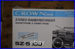 Vintage Crown Japan SZ-5100 Boombox Radio Double Cassette 100W 5-Band Stereo EQ Vintage Crown Japan SZ-5100 Boombox Radio Double Cassette 100W 5-Band Stereo EQ