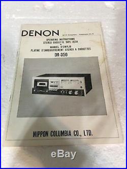 Vintage DENON DR-350 Cassette Player/Recorder-Works Great-High End-Rare Unit