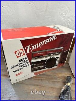 Vintage Emerson AM FM Cassette Recorder Radio Player Model K3663 New Old Stock