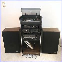 Vintage Fisher Turntable Record Player Cassette Radio Speakers Stereo System