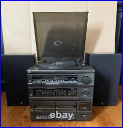 Vintage GE Stereo System AM/FM Record Player Dual Cassette Deck Speakers