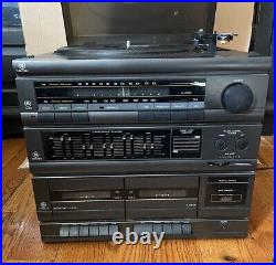 Vintage GE Stereo System AM/FM Record Player Dual Cassette Deck Speakers