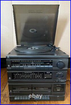 Vintage GE Stereo System AM/FM Record Player Dual Cassette Deck Speakers