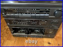 Vintage GE Stereo System AM/FM Record Player Dual Cassette Deck Speakers