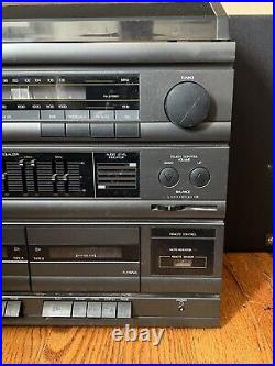 Vintage GE Stereo System AM/FM Record Player Dual Cassette Deck Speakers