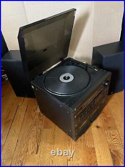 Vintage GE Stereo System AM/FM Record Player Dual Cassette Deck Speakers