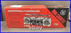 Vintage Ge Am/fm Stereo Radio Dual Cassette Recorder 3-5631a With Box Perfect
