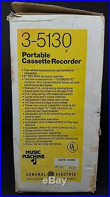 Vintage General Electric Music Machine Portable Cassette Recorder 3-5130A NOS