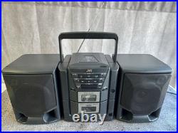Vintage Jvc Pc-x101bk Portable Boombox Cd, Fm, Am, Cassette Recorder Player