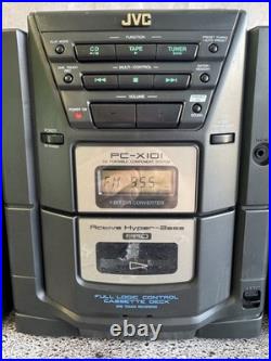 Vintage Jvc Pc-x101bk Portable Boombox Cd, Fm, Am, Cassette Recorder Player