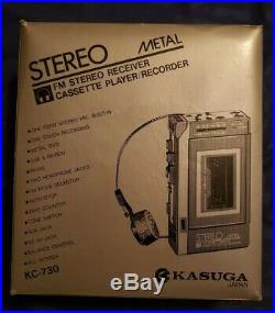 Vintage KASUGA Walkman FM Stereo Cassette Tape Recorder Player KC-730 withSpeakers