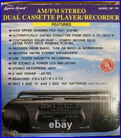 Vintage Lenoxx Sound AM/FM Stereo Dual-Cassette Player/Recorder BP745 + Walkman