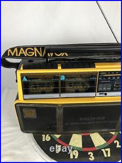 Vintage MAGNAVOX DUEL DECK AM FM RADIO CASSETTE RECORDER D8300 BOOMBOX TESTED