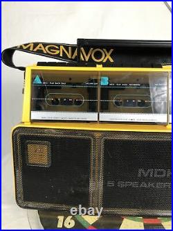 Vintage MAGNAVOX DUEL DECK AM FM RADIO CASSETTE RECORDER D8300 BOOMBOX TESTED