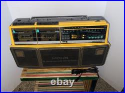 Vintage Magnavox D8300 Boombox Radio Dual Cassette Recorder Black & Yellow WORKS