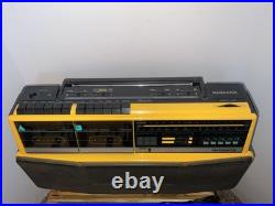 Vintage Magnavox D8300 Boombox Radio Dual Cassette Recorder Black & Yellow WORKS