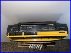 Vintage Magnavox D8300 Boombox Radio Dual Cassette Recorder Black & Yellow WORKS