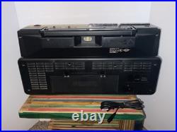 Vintage Magnavox D8300 Boombox Radio Dual Cassette Recorder Black & Yellow WORKS