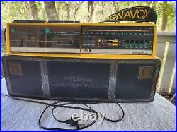 Vintage Magnavox D8300 Boombox Radio Dual Cassette Recorder Black & Yellow Works