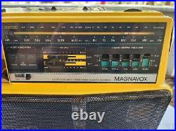 Vintage Magnavox D8300 Boombox Radio Dual Cassette Recorder Black & Yellow Works