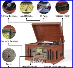 Vintage Music Player 3-Speed Wooden Turntable Unique Radio, CD/Cassette Player Vintage Music Player 3-Speed Wooden Turntable Unique Radio, CD/Cassette Player