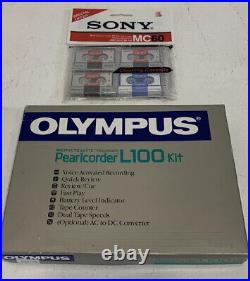 Vintage Olympus L100 Pearlcorder Microcassette Voice Recorder Kit With Extras