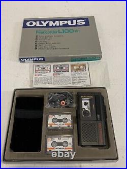 Vintage Olympus L100 Pearlcorder Microcassette Voice Recorder Kit With Extras