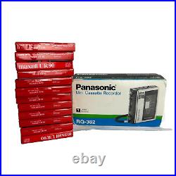 Vintage Panasonic Mini Cassette Recorder RQ-382 With12 BLANK TAPES-NEW OPEN BOX