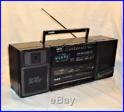 Vintage Philips D 8479 Dual Deck Radio Cassette Recorder Ghetto Blaster Boombox