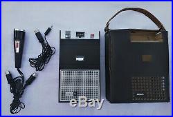 Vintage Philips EL3302A Portable Cassette Tape Recorder with accessoires TESTED