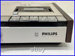 Vintage Philips N2400 Stereo Cassette Recorder Parts or Repair Wood Case