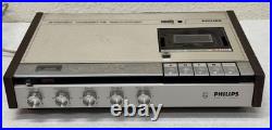 Vintage Philips N2400 Stereo Cassette Recorder Parts or Repair Wood Case