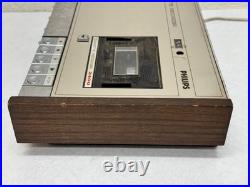 Vintage Philips N2400 Stereo Cassette Recorder Parts or Repair Wood Case