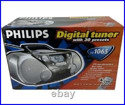 Vintage Phillips AZ1065 17 Boombox CD/Radio/Cassette/Recorder with Remote NEW