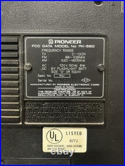 Vintage Pioneer RK-560 Radio Cassette Recorder Portable SCARCE Read Description